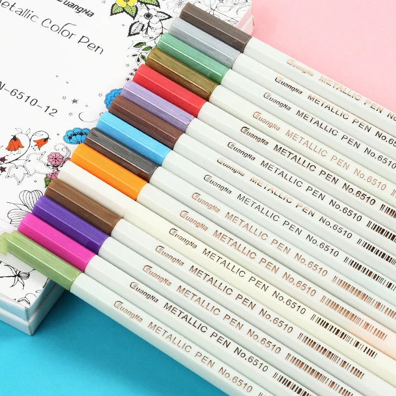 Boxed sets of metal pens with plastic shells in multiple colour options for office stationery