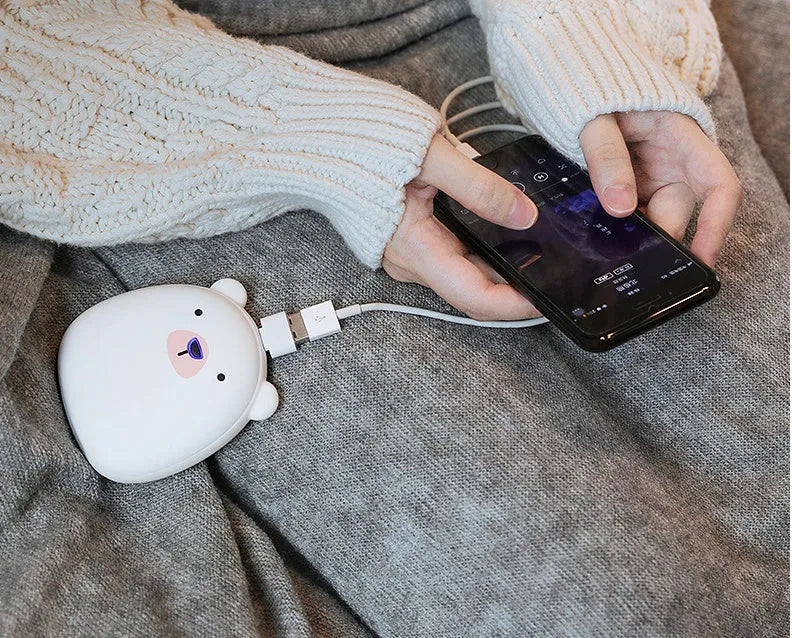 Cartoon penguin polar bear design USB rechargeable electric hand warmer with power bank function