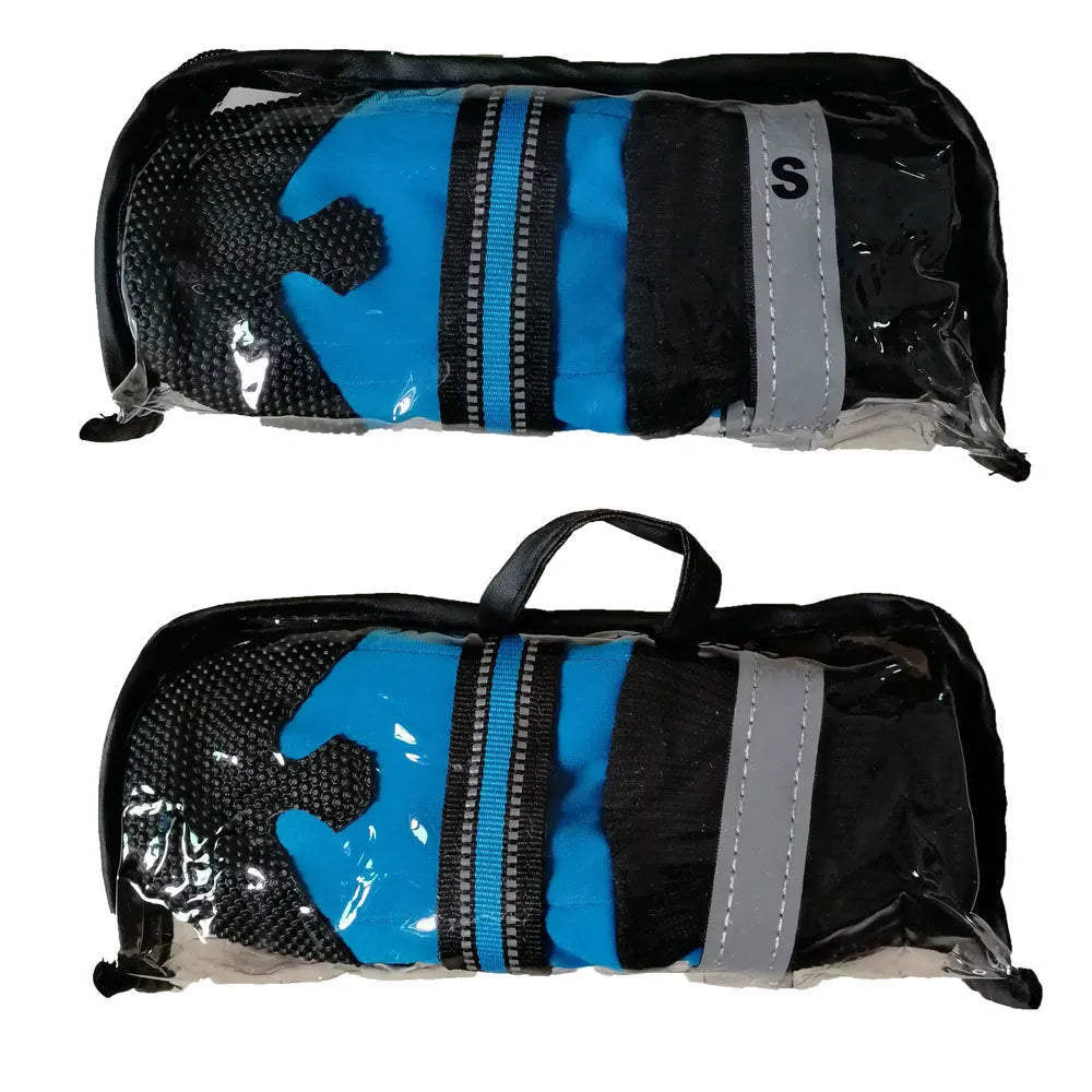 Waterproof dog boots for medium to large dogs, blue with non-slip rubber sole and reflective Velcro straps