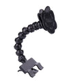 Black pet selfie stick with square and flower-shaped clips for holding pet toys during photography