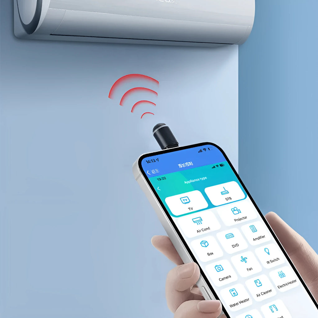 Black capsule infrared emitter for smartphones with Lightning, USB-C, and Micro-USB connector options