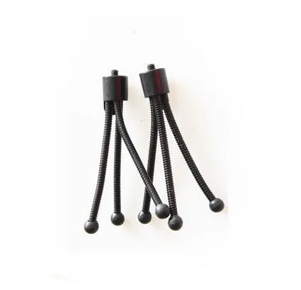 Small black iron frame mini tripod with extended legs and a universal ball head mount.