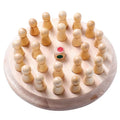 Children's beech wood memory chess educational game with board and pieces for colour recognition