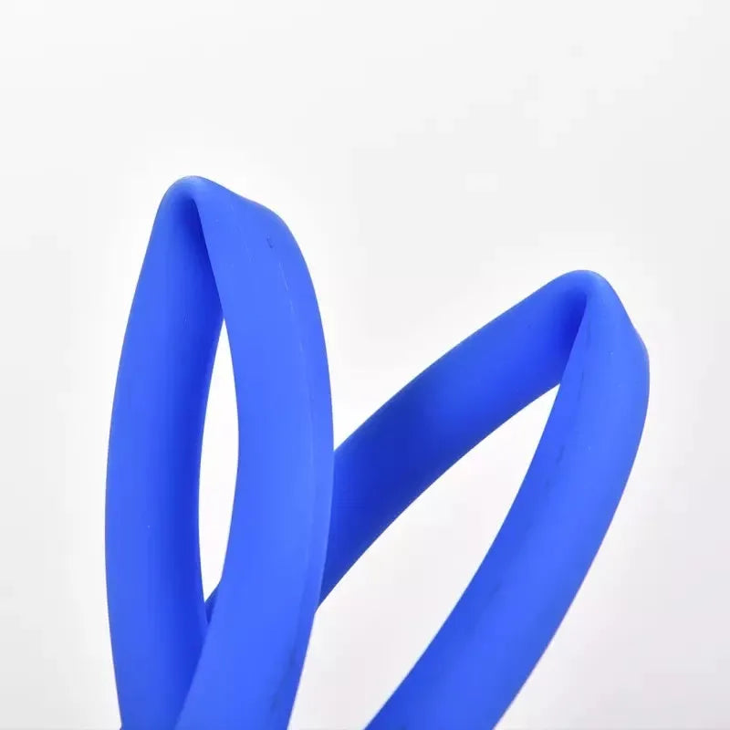 Blue LED pet light collar with cuttable silicone strip and USB charging cable, 50cm length