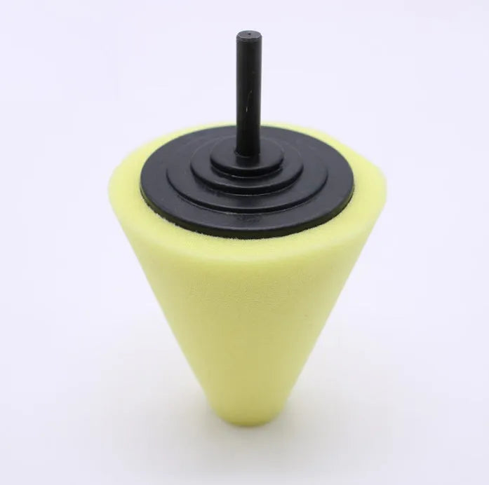 Car polishing sponge disc with net steel ring and 6mm handle, colour-coded for different abrasiveness levels