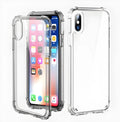 Transparent shockproof TPU phone case for Apple iPhone models on a white background