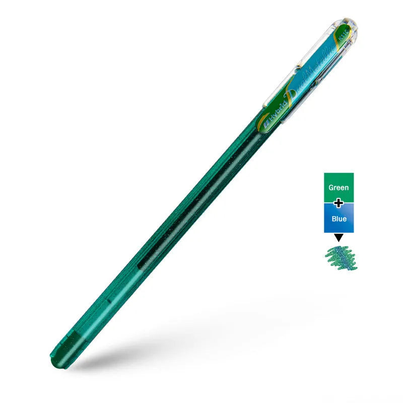 Flash 1.0mm glitter gel pen in multiple colours showing metal barrel and pearlescent ink.