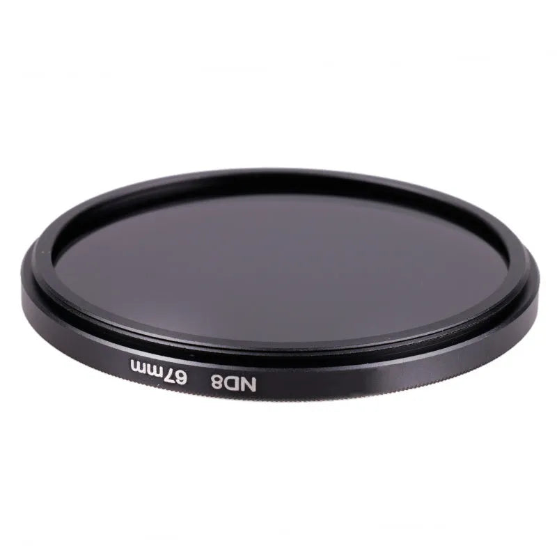 ND8 digital camera filter reducer with aviation aluminium frame for 49mm to 82mm lenses.