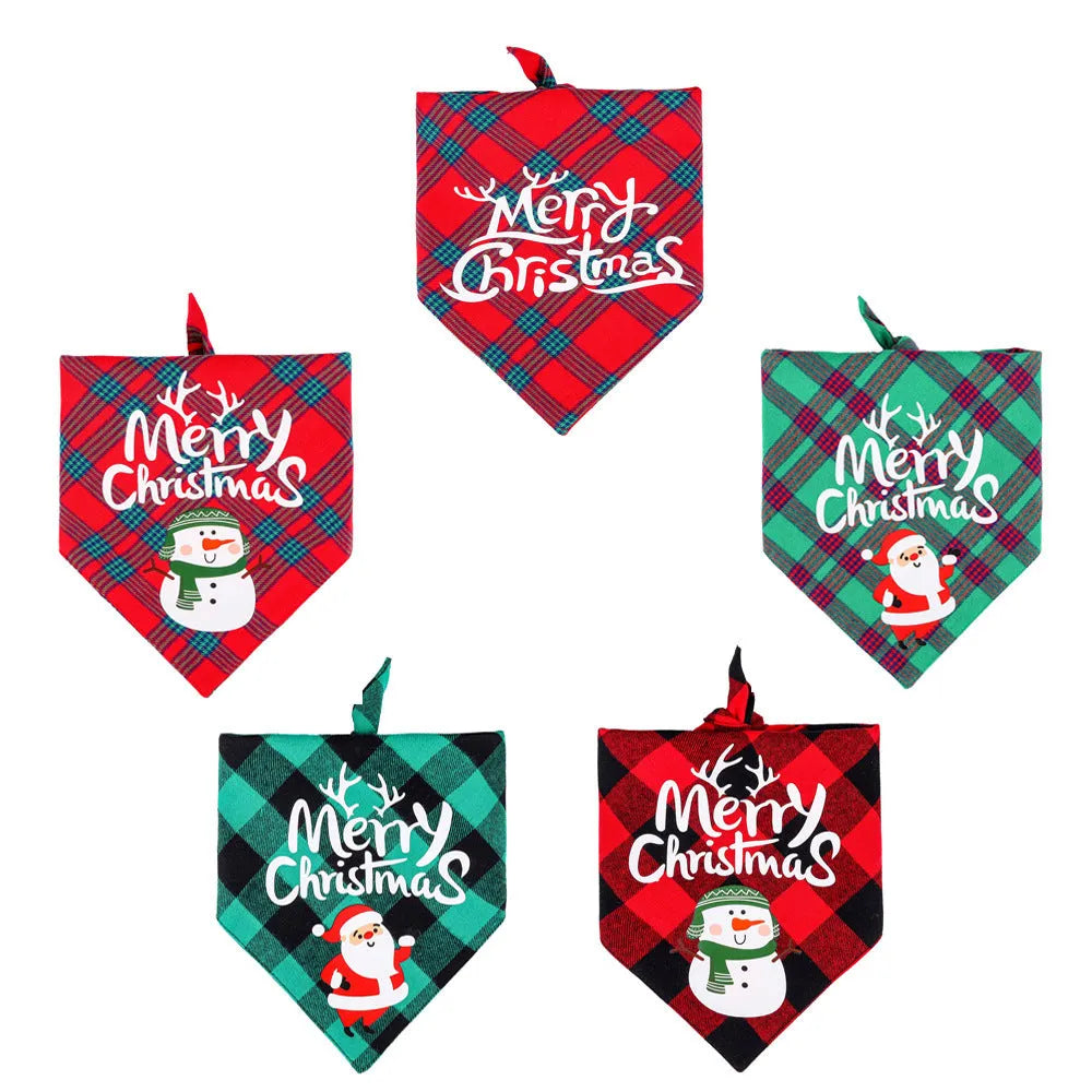 Christmas dog bib in pure cotton with classic snowman pattern, size L65x45x45cm