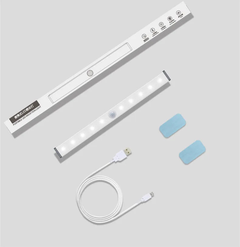 Aluminium LED human body induction magnetic closet light with USB charging port.
