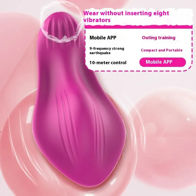 Rose red wearable female massager with cute butterfly design and smartphone APP control