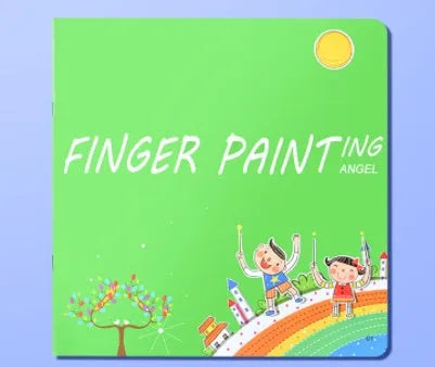 Children's finger print mud kit with plastic inkpad, stamp, and picture album for non-toxic sensory play.
