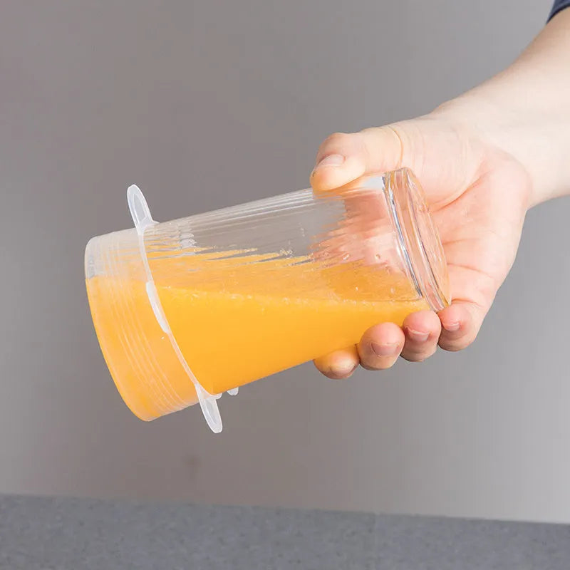 Six silicone stretch food covers in different sizes from 6.5cm to 20.5cm diameter