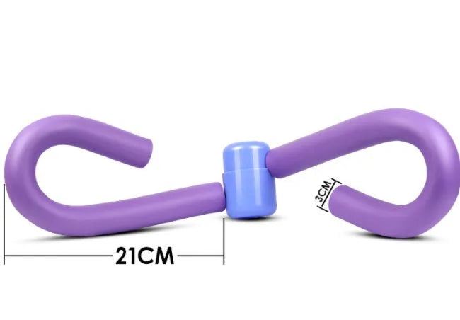 Pink leg training clip made of PVC, foam and steel spring for arm, leg, chest and waist exercise.