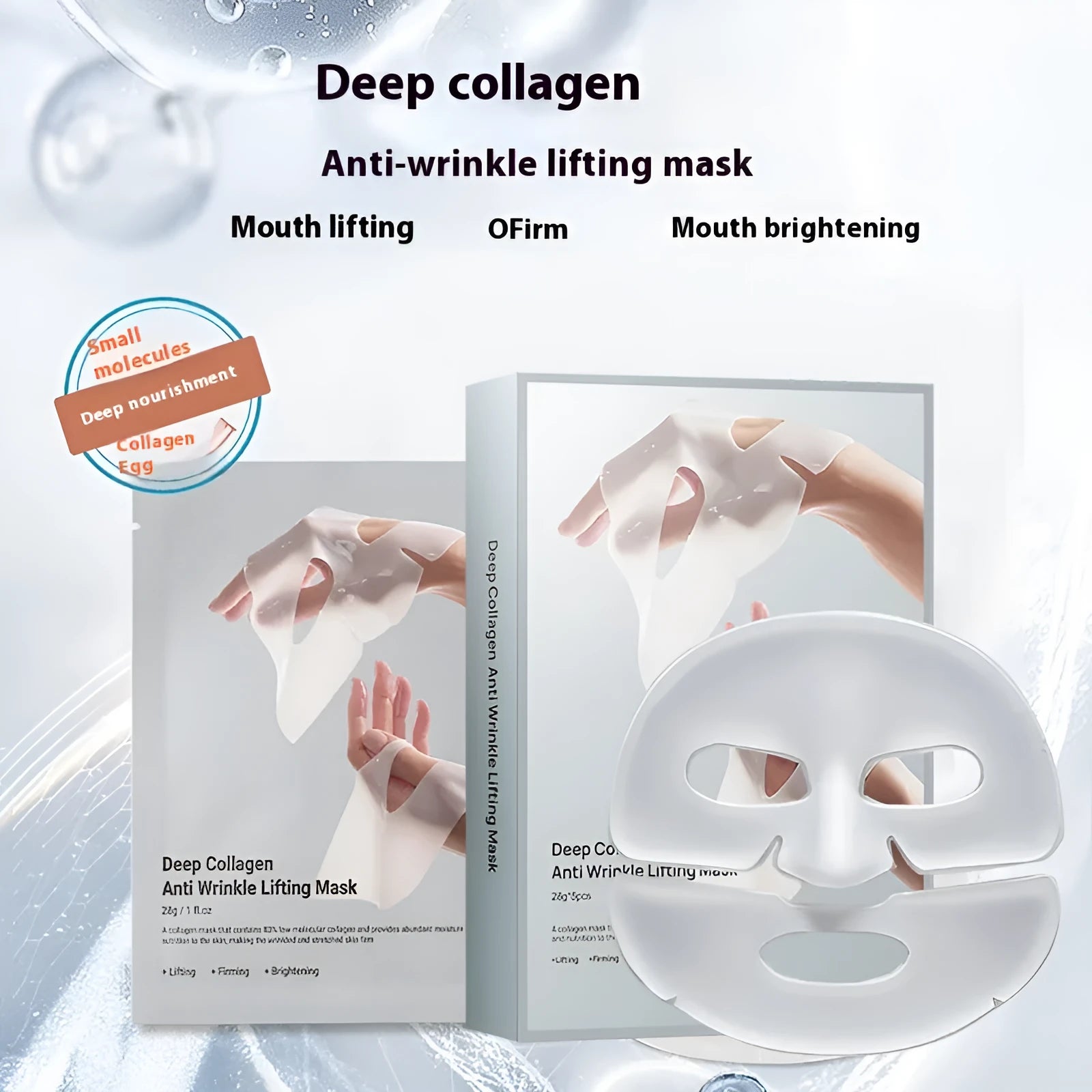 Single piece collagen anti-wrinkle moisturising facial mask with 28ml serum for all skin types