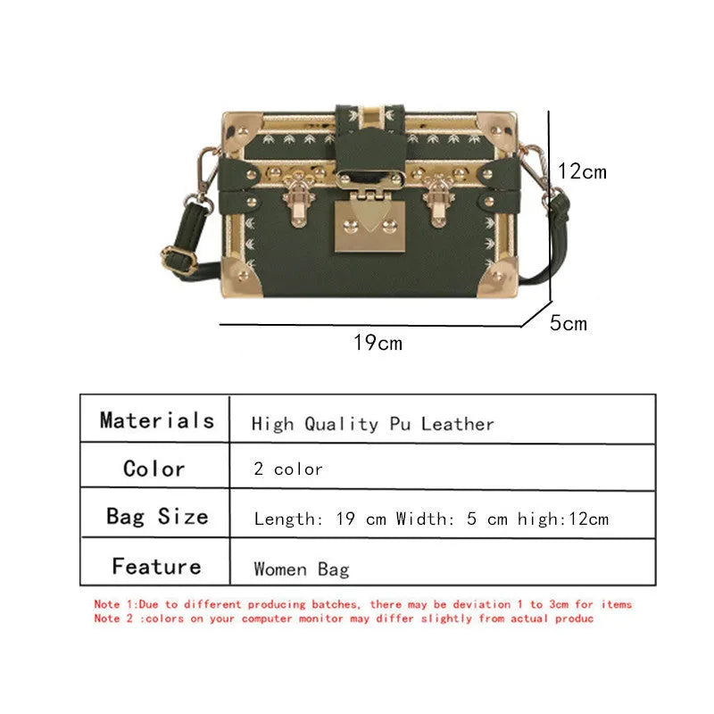 Hard black PU leather women's crossbody flap bag with metal rivet detail and hasp closure.