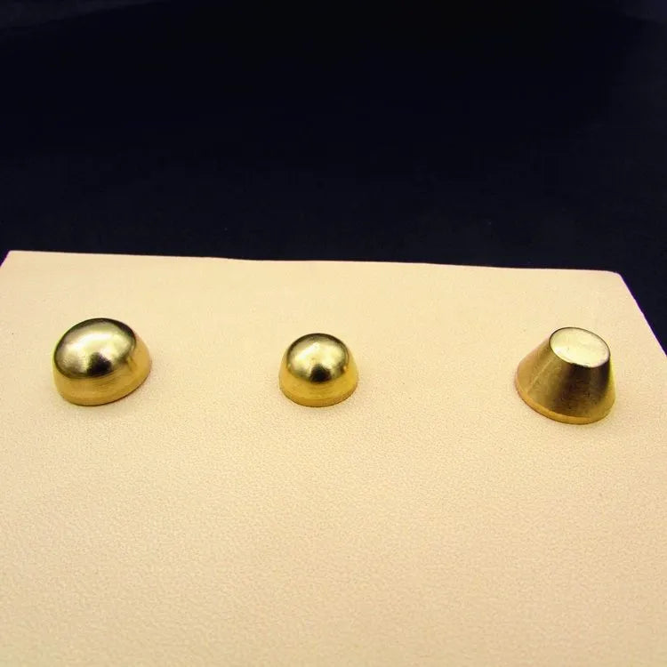 Brass decorative buckle foot nails in 10x6mm and 12x7mm round and bucket shapes