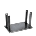 Black iron portable electric planer flip chip bracket accessory on a workbench.