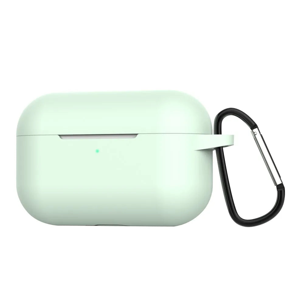 Blue silicone protective cover for Apple AirPods Pro charging case.