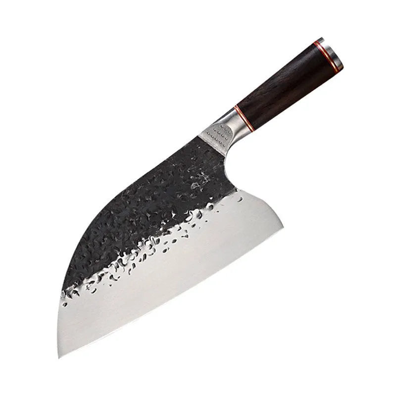 5CR15MOV silver vanadium steel kitchen knife with ebony wood handle for cutting meat and bones