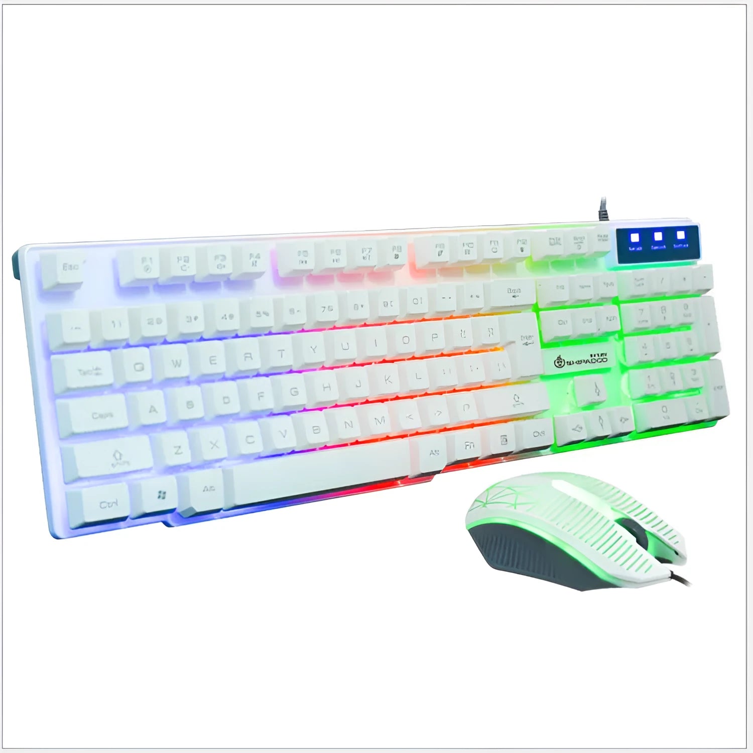 Mechanical touch wired keyboard set with metal bottom plate and orange luminous backlight, USB connection
