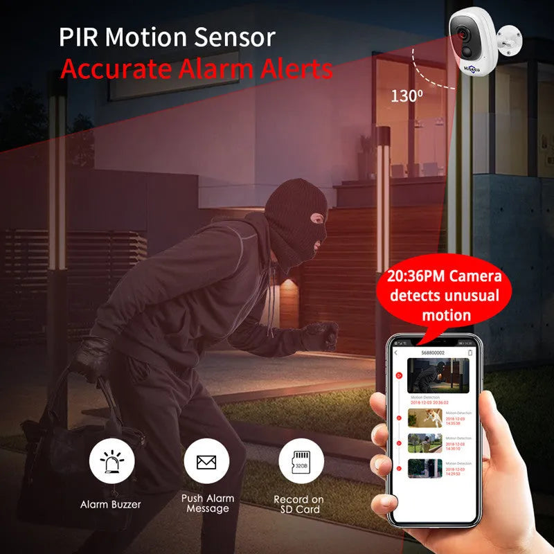 White dome-style indoor battery security camera with infrared night vision and 1080P HD resolution
