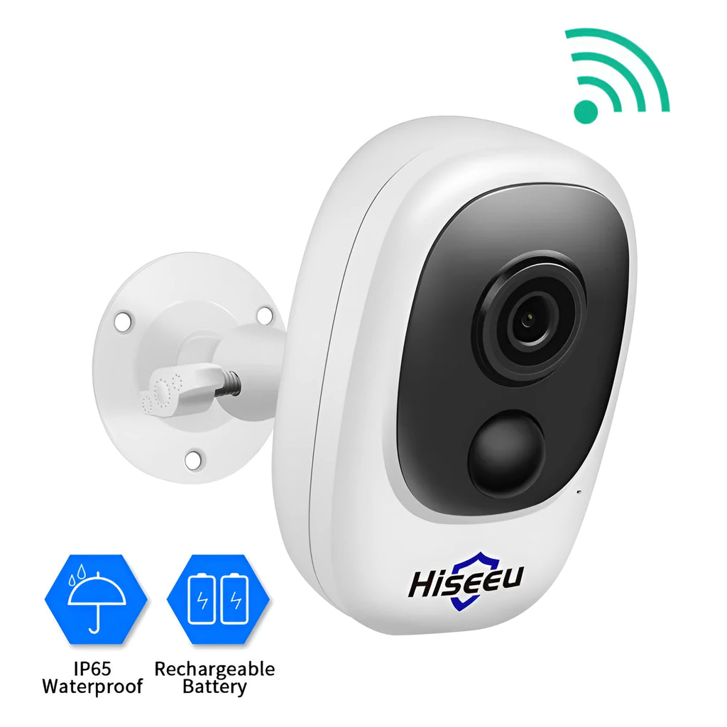 White dome-style indoor battery security camera with infrared night vision and 1080P HD resolution
