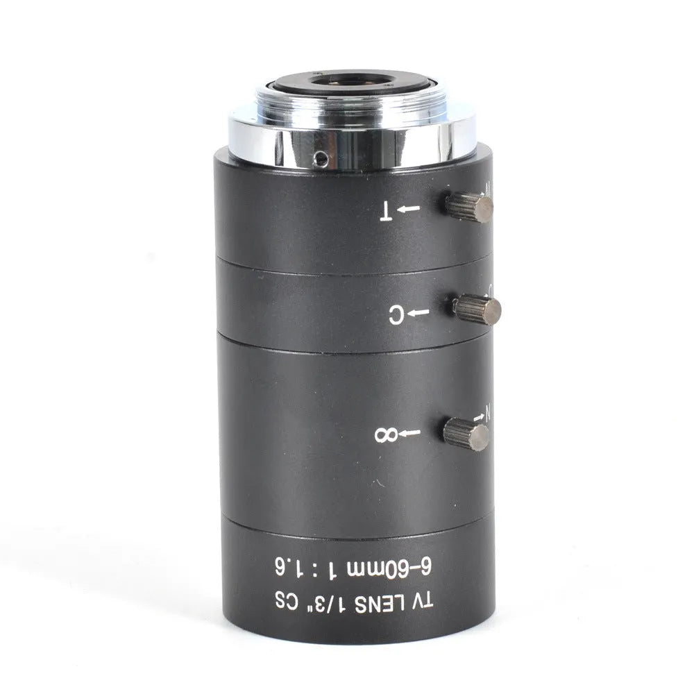 Black manual aperture 6-60mm CCTV lens with CS mount for security cameras
