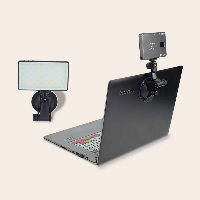 Black aluminium alloy LED video conference light panel with 96 LEDs and a Type-C charging port.