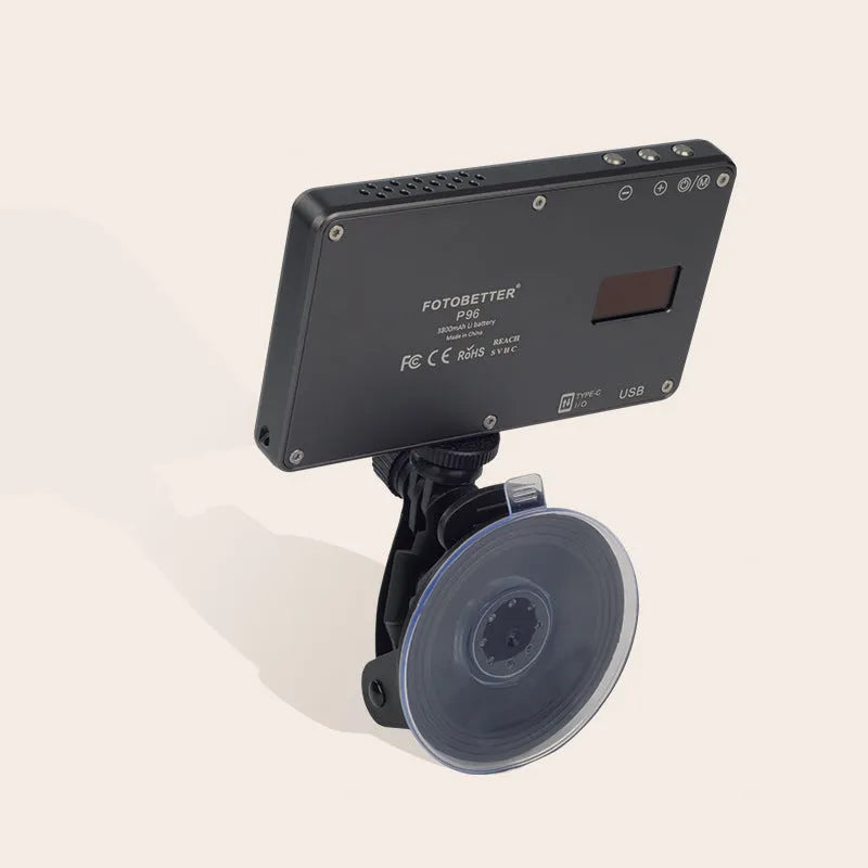 Black aluminium alloy LED video conference light panel with 96 LEDs and a Type-C charging port.