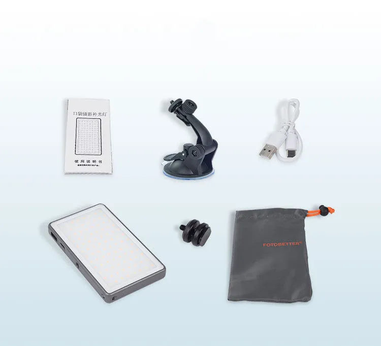 Black aluminium alloy LED video conference light panel with 96 LEDs and a Type-C charging port.