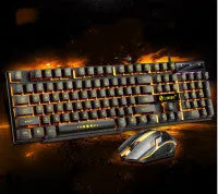Limei GTX300 white and black gaming keyboard and mouse set on a desktop
