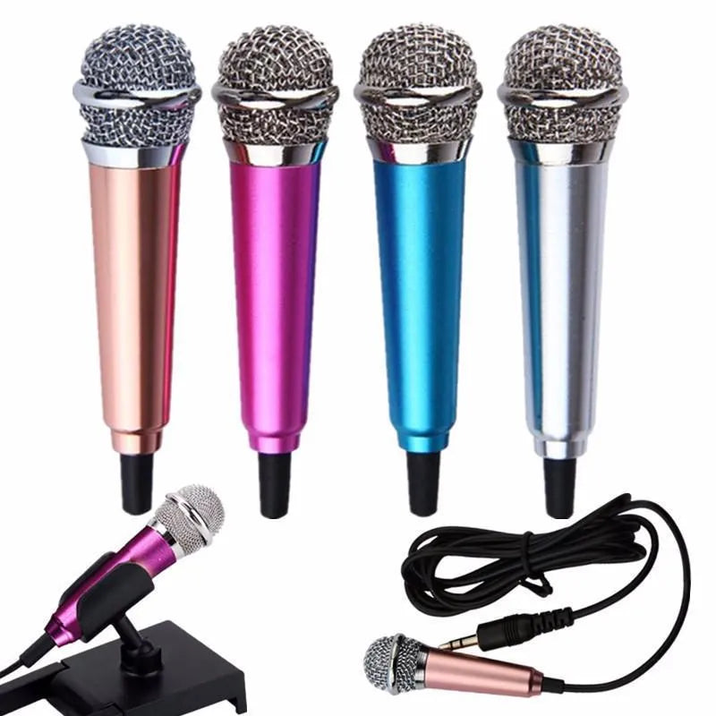 T3 condenser microphone with 3.5mm cable in blue, gold, red or silver for mobile phone karaoke
