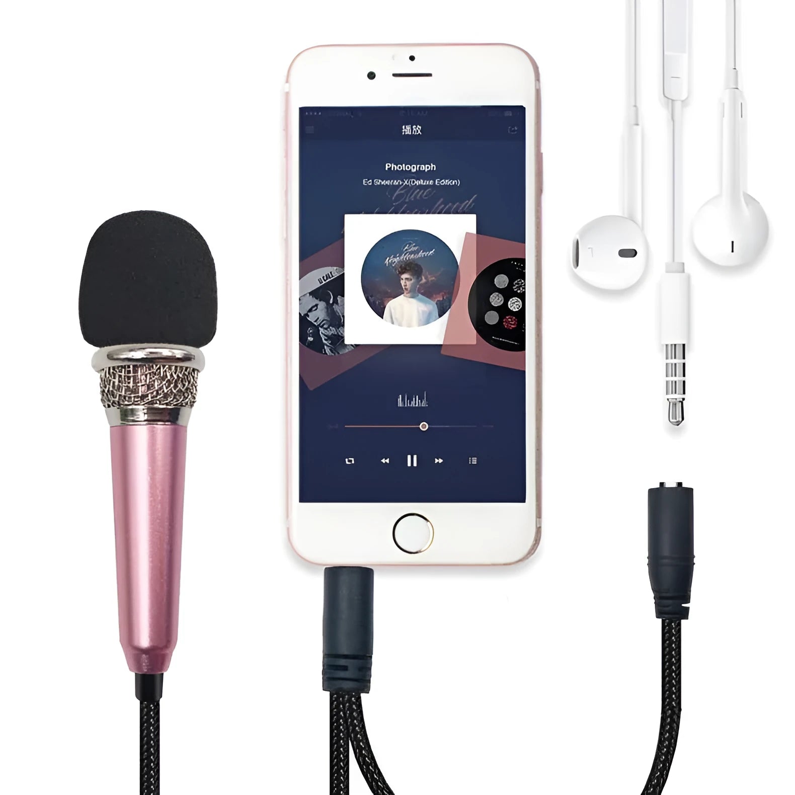T3 condenser microphone with 3.5mm cable in blue, gold, red or silver for mobile phone karaoke