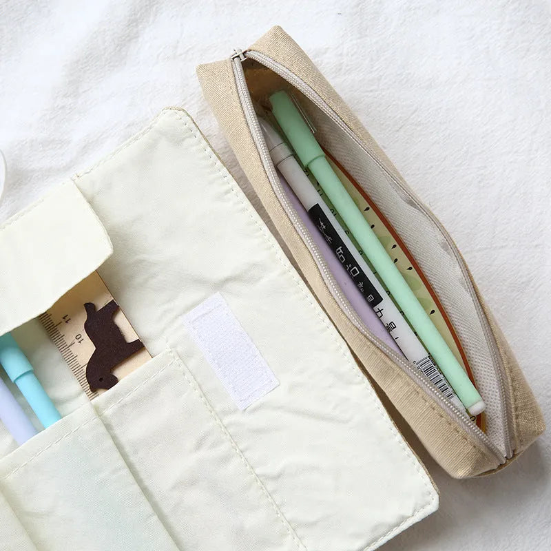Korean cartoon cat design pencil case in four colour options for student stationery