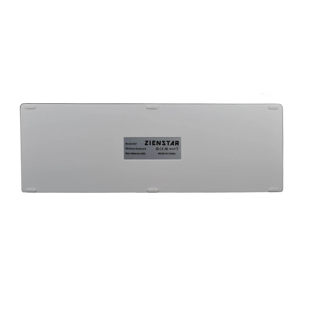 Ultra-thin grey rechargeable Bluetooth keyboard for iPad and mobile phone.