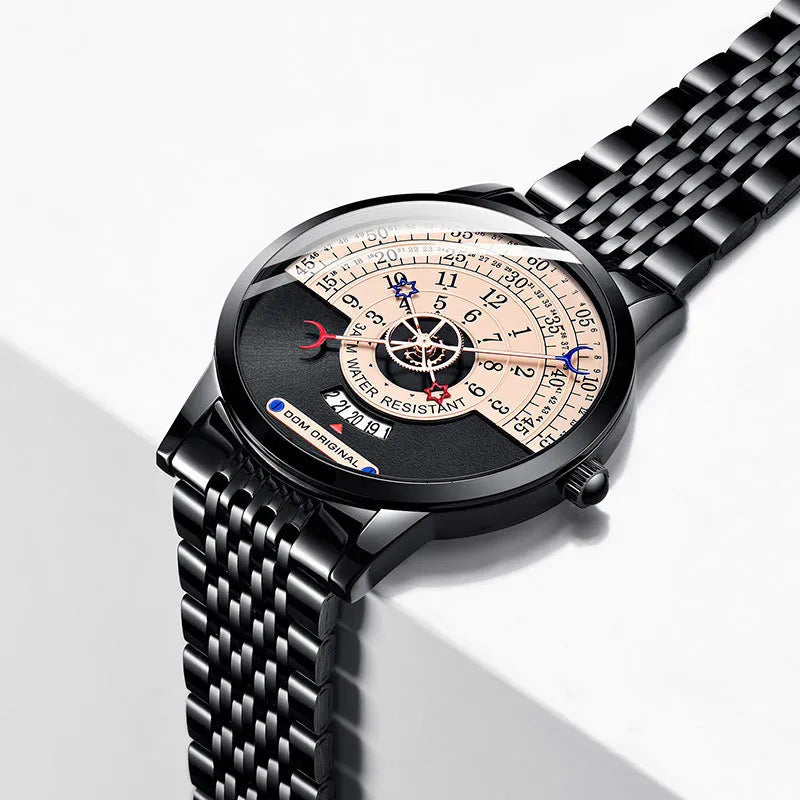 Men's silver sports watch with round 40mm dial and stainless steel strap