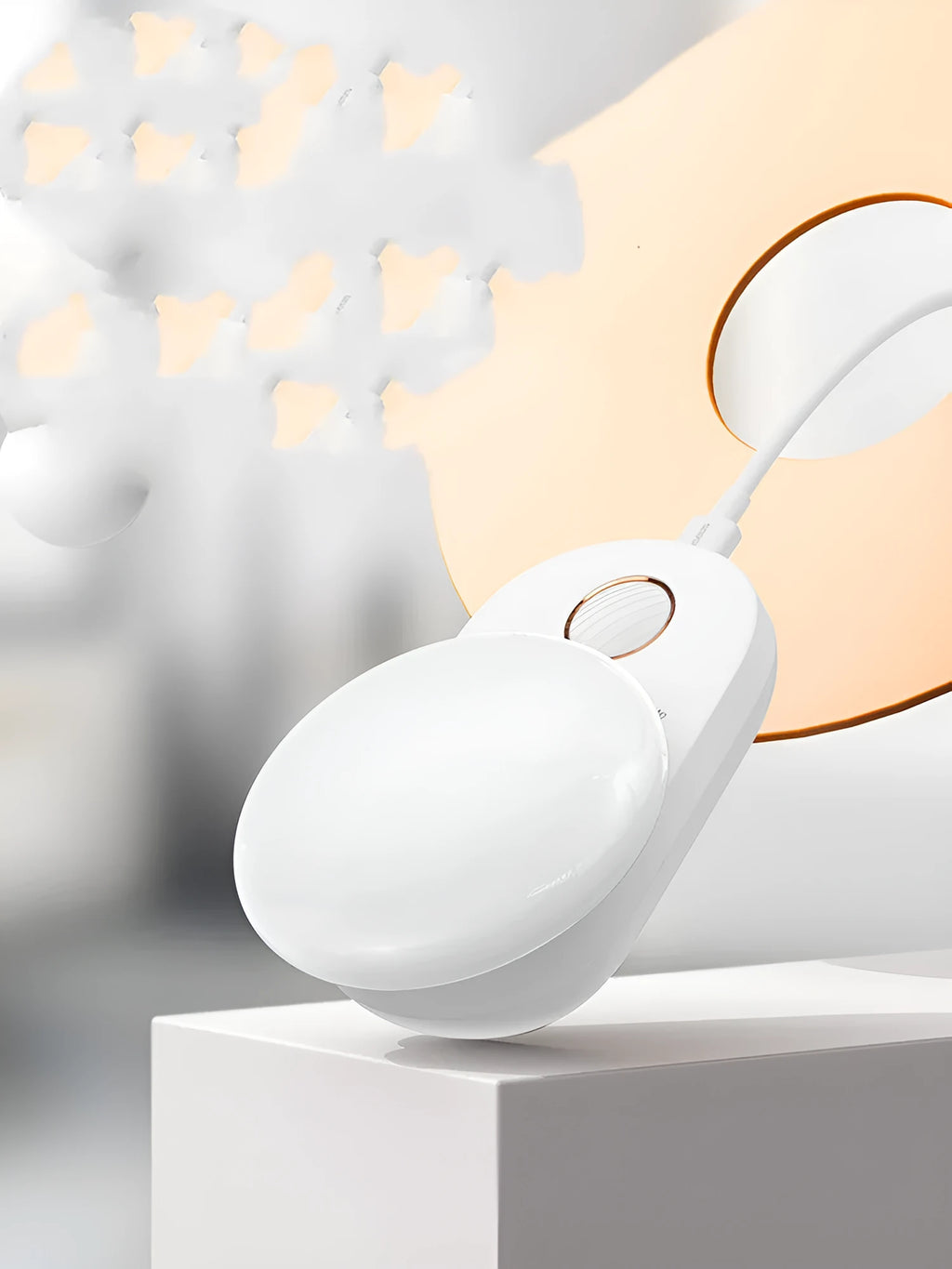 White Baseus rechargeable motion sensor LED night light for bedside or hallway use.