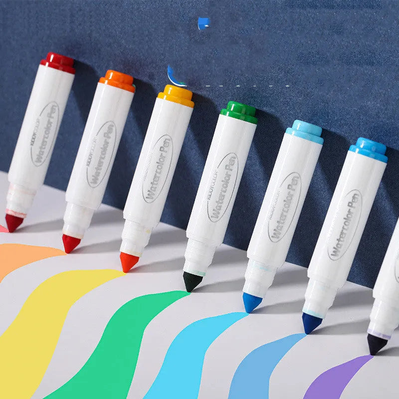Set of children's washable watercolour brush pens in a case, showing 36 or 48 colour options with plastic barrels.