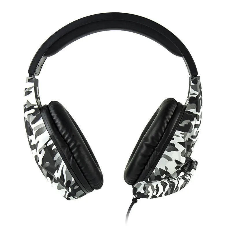 PS4 gaming headset with camouflage bare metal design and light-up feature