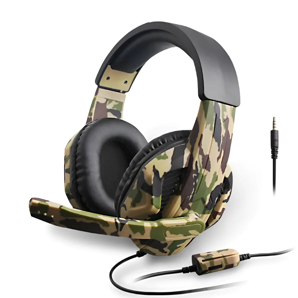 PS4 gaming headset with camouflage bare metal design and light-up feature