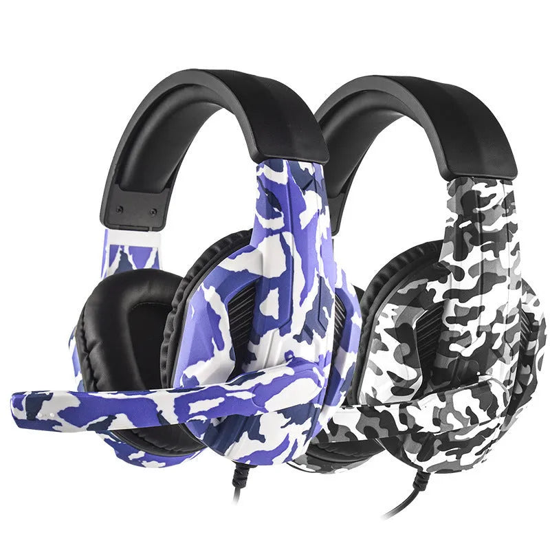 PS4 gaming headset with camouflage bare metal design and light-up feature