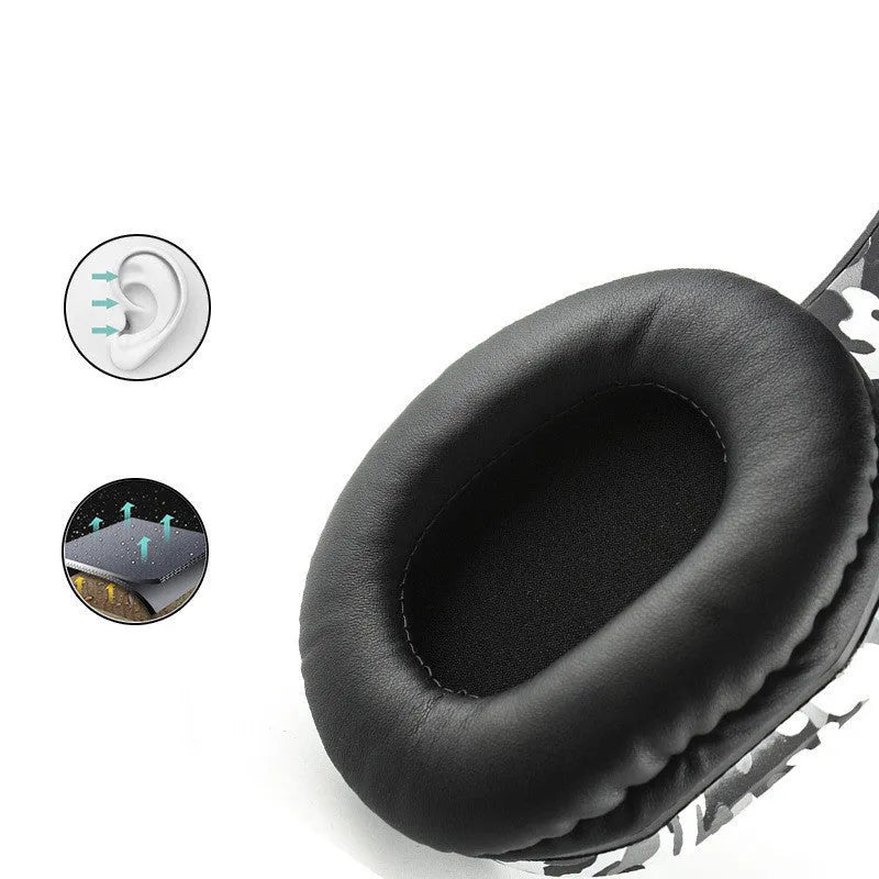 PS4 gaming headset with camouflage bare metal design and light-up feature