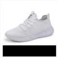 Men's black and white breathable mesh sneakers with lace-up closure and round toe