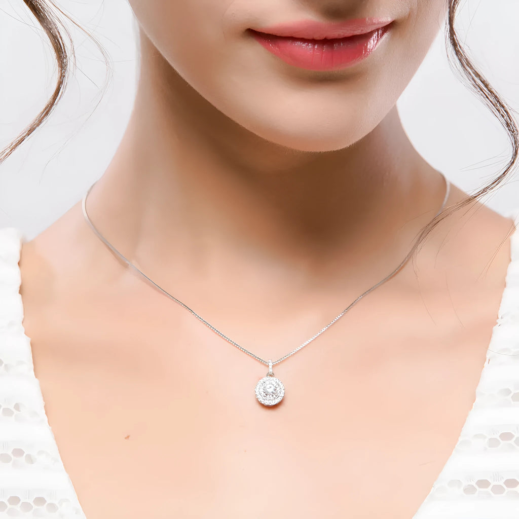 Copper round shape women's necklace in platinum colour size 5cm individually packed