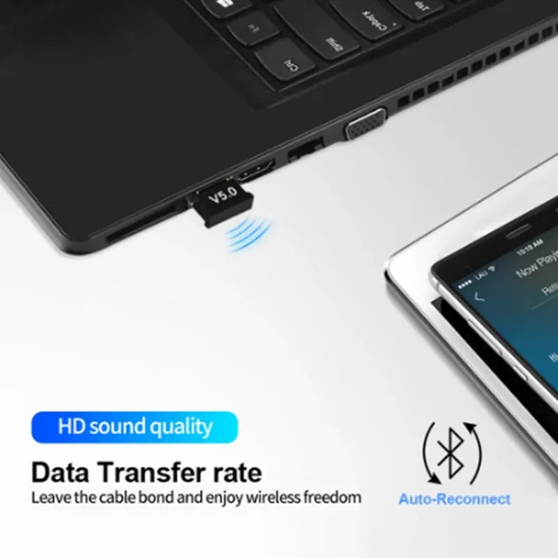 USB Bluetooth 5.0 audio receiver transmitter for desktop computer notebook, gold colour