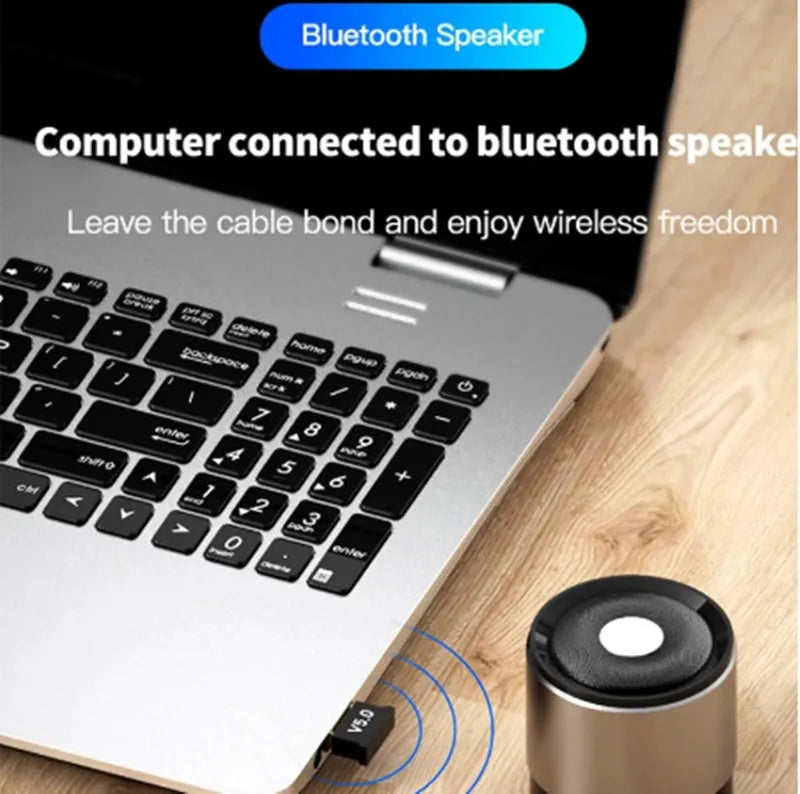 USB Bluetooth 5.0 audio receiver transmitter for desktop computer notebook, gold colour