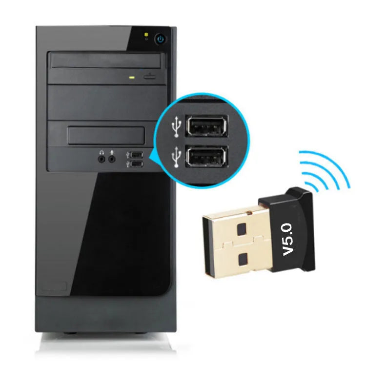 USB Bluetooth 5.0 audio receiver transmitter for desktop computer notebook, gold colour