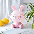 USB cartoon night light with cute rabbit decoration wearing glasses in blue colour option