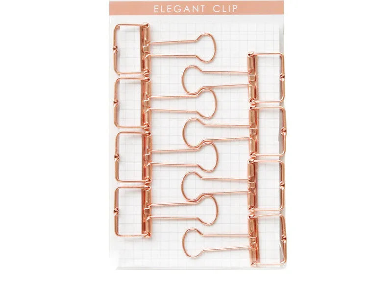 Rose gold metal binder set showing small and large ticket holder folders for test papers and documents